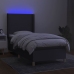 Cama box spring colchón y luces LED tela gris oscuro 90x200 cm