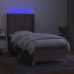 vidaXL Cama box spring colchón y luces LED tela gris taupe 90x200 cm