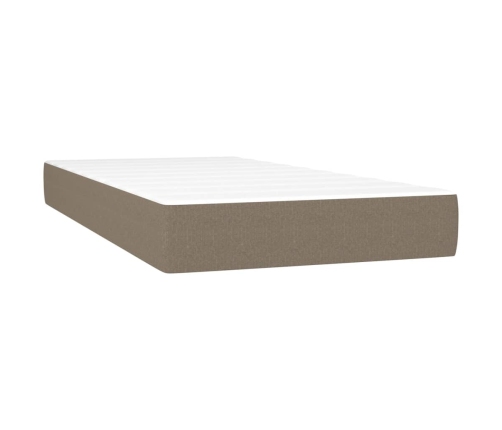 vidaXL Cama box spring colchón y luces LED tela gris taupe 90x200 cm