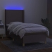 Cama box spring colchón y luces LED tela gris taupe 100x200 cm