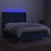 Cama box spring colchón y luces LED tela azul 140x190 cm