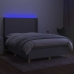 Cama box spring colchón y luces LED tela gris claro 140x200 cm