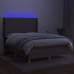 Cama box spring colchón y luces LED tela gris taupe 140x200 cm