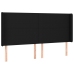 Cama box spring colchón y luces LED tela negro 160x200 cm