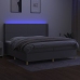 Cama box spring con colchón tela y LED gris claro 200x200 cm