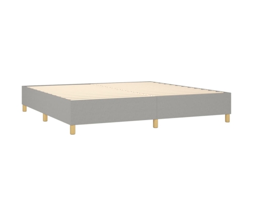 Cama box spring con colchón tela y LED gris claro 200x200 cm