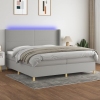 Cama box spring con colchón tela y LED gris claro 200x200 cm