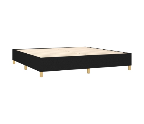 Cama box spring colchón y luces LED tela negro 200x200 cm