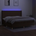 Cama box spring colchón luces LED tela marrón oscuro 200x200 cm