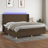 Cama box spring colchón luces LED tela marrón oscuro 200x200 cm