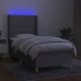 Cama box spring colchón y luces LED tela gris claro 80x200 cm