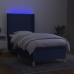 Cama box spring colchón y luces LED tela azul 80x200 cm