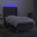 vidaXL Cama box spring colchón y luces LED tela gris oscuro 90x190 cm