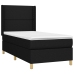 Cama box spring colchón y luces LED tela negro 90x190 cm