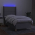 Cama box spring colchón y luces LED tela gris claro 90x200 cm