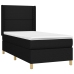 Cama box spring colchón y luces LED tela negro 90x200 cm
