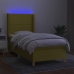 Cama box spring colchón y luces LED tela verde 100x200 cm