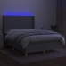 Cama box spring colchón y luces LED tela gris claro 140x190 cm