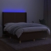 Cama box spring colchón luces LED tela marrón oscuro 140x190 cm