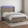 vidaXL Cama box spring colchón y luces LED tela gris taupe 140x190 cm