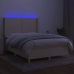 Cama box spring colchón y luces LED tela crema 140x200 cm