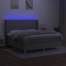 Cama box spring colchón y luces LED tela gris claro 160x200 cm