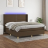 Cama box spring colchón luces LED tela marrón oscuro 160x200cm