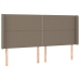 Cama box spring colchón y luces LED tela gris taupe 160x200 cm