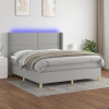 Cama box spring colchón y luces LED tela gris claro 180x200 cm