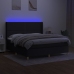 vidaXL Cama box spring colchón y luces LED tela negro 180x200 cm