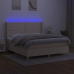 Cama box spring colchón y luces LED tela crema 180x200 cm