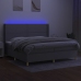 Cama box spring con colchón tela y LED gris claro 200x200 cm