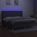 Cama box spring colchón y luces LED tela gris claro 200x200 cm