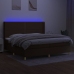 Cama box spring colchón luces LED tela marrón oscuro 200x200 cm