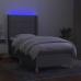 Cama box spring colchón y luces LED tela gris claro 80x200 cm