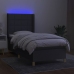 Cama box spring colchón y luces LED tela gris oscuro 90x190 cm