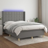 Cama box spring colchón y luces LED tela gris oscuro 140x190 cm