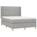 Cama box spring colchón y luces LED tela gris claro 140x200 cm