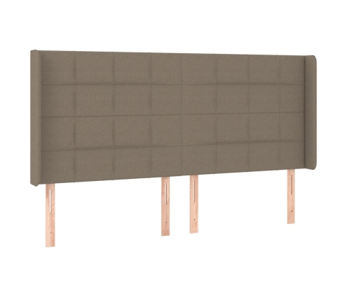 Cama box spring colchón y luces LED tela gris taupe 160x200 cm