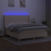 Cama box spring colchón y luces LED tela crema 160x200 cm