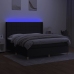 Cama box spring colchón y luces LED tela negro 180x200 cm