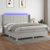 Cama box spring con colchón tela y LED gris claro 200x200 cm