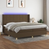 Cama box spring colchón luces LED tela marrón oscuro 200x200 cm