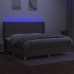 Cama box spring colchón y luces LED tela gris taupe 200x200 cm