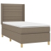 Cama box spring colchón y luces LED gris taupe 80x200 cm