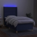 Cama box spring colchón y luces LED tela azul 80x200 cm