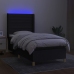 Cama box spring colchón y luces LED tela negro 90x190 cm