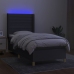 Cama box spring colchón y luces LED tela gris oscuro 100x200 cm