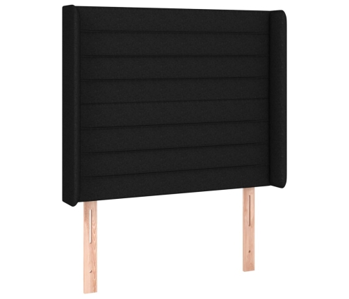 Cama box spring colchón y luces LED tela negro 100x200 cm