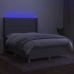 Cama box spring colchón y luces LED tela gris claro 140x190 cm